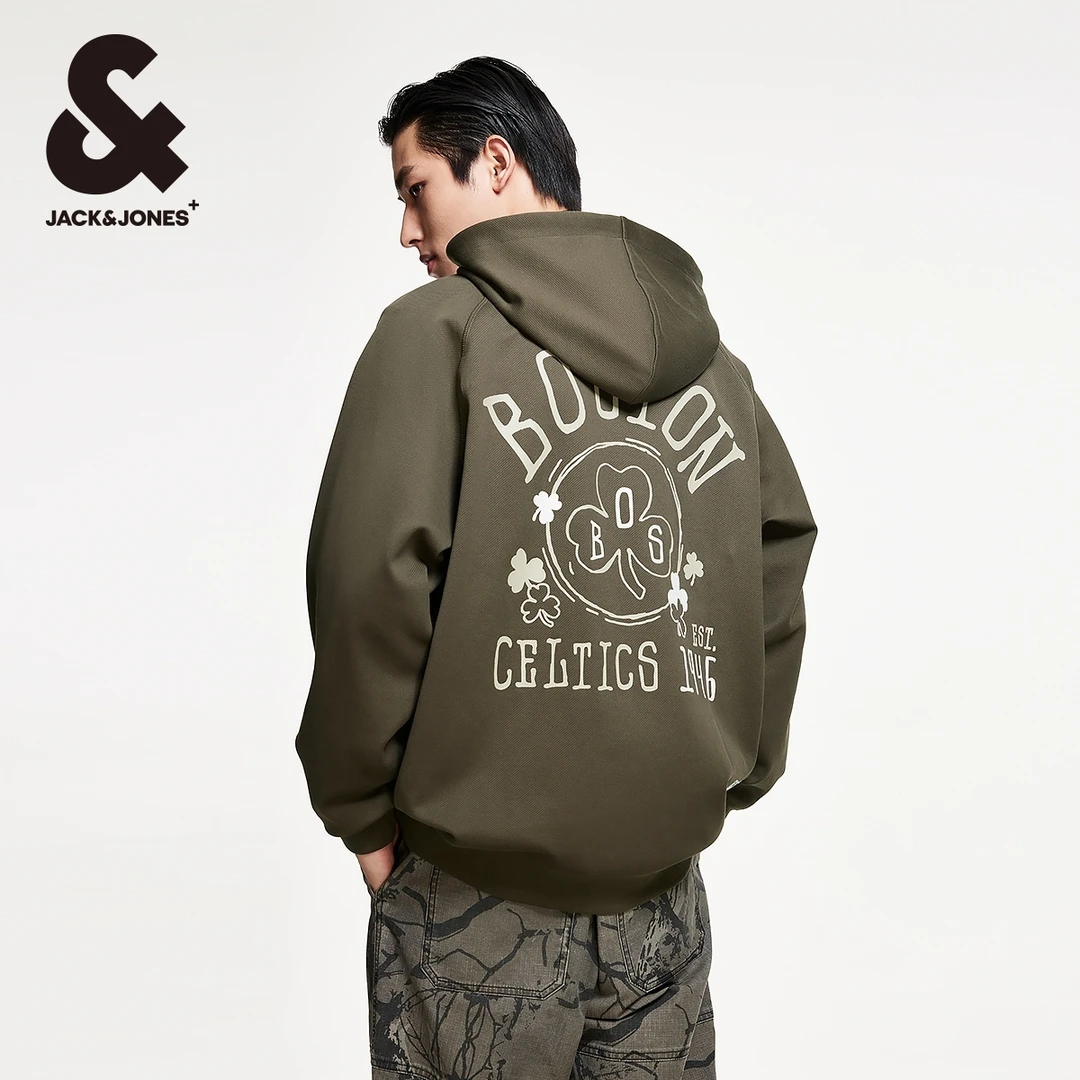 杰克琼斯卫衣男款秋季新款NBA联名凯尔特人队美式休闲宽松连帽衫