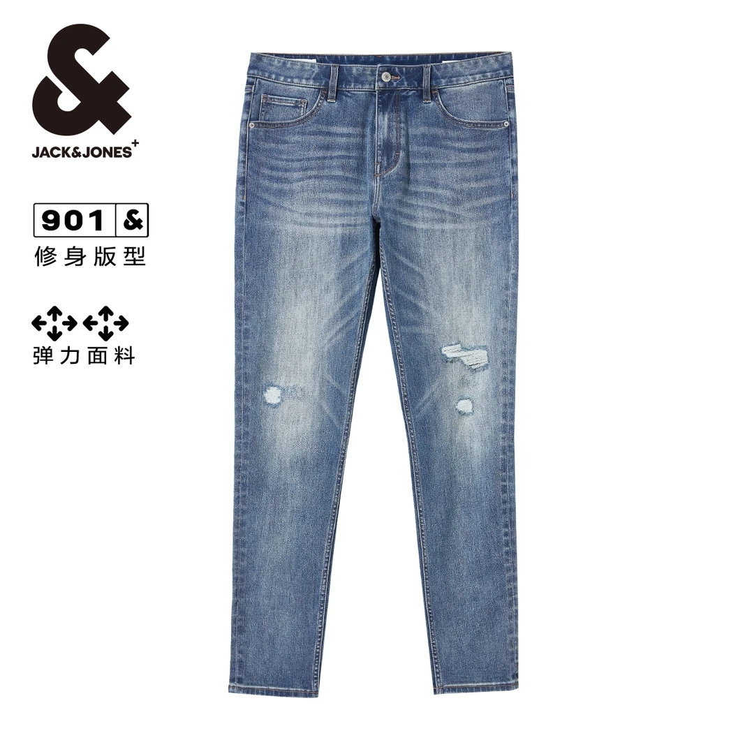 杰克琼斯冬季新款修身纽扣腰头双侧插袋时尚潮流百搭舒适休闲裤男