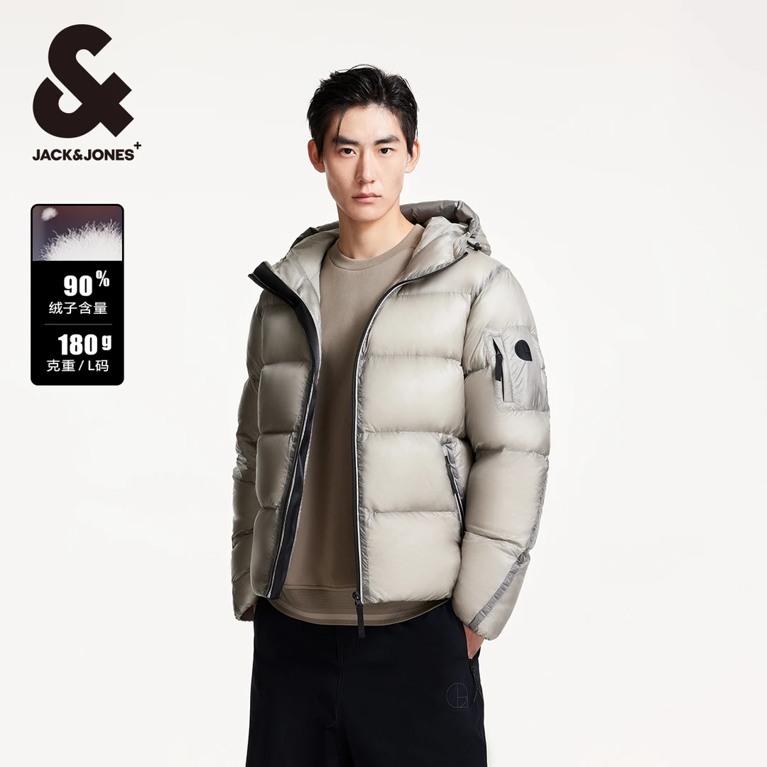 杰克琼斯秋冬款男装厚外套男士连帽好羽绒服时尚百搭舒适休闲宽松