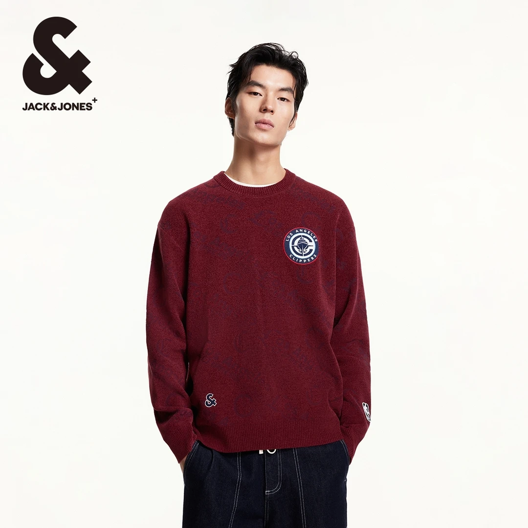 杰克琼斯男装秋冬款男士毛衣针织衫NBA联名快船队高级雪尼尔宽松