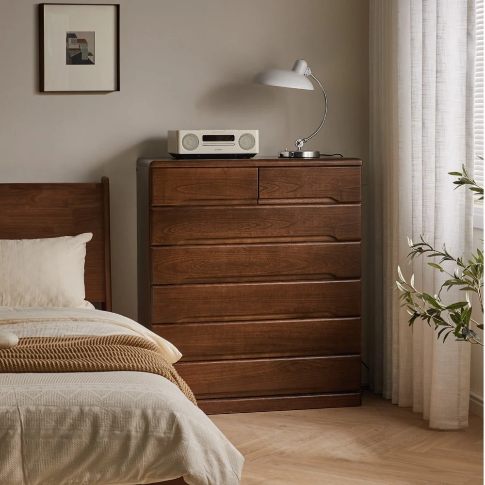 实木七斗柜轻奢客厅家用简约卧室斗柜新中式日式抽屉式置物矮柜