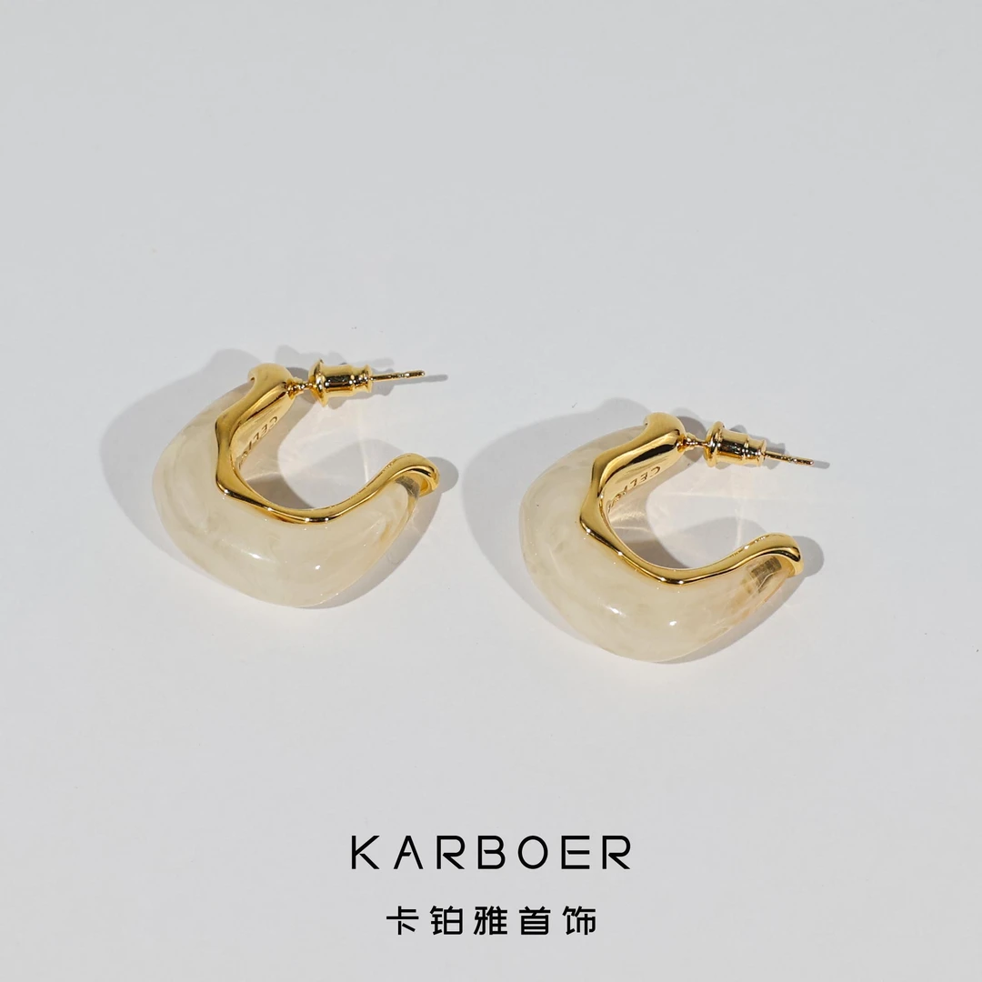 铜合金耳饰 气质轻奢时尚百搭法式小众简约耳环~7716