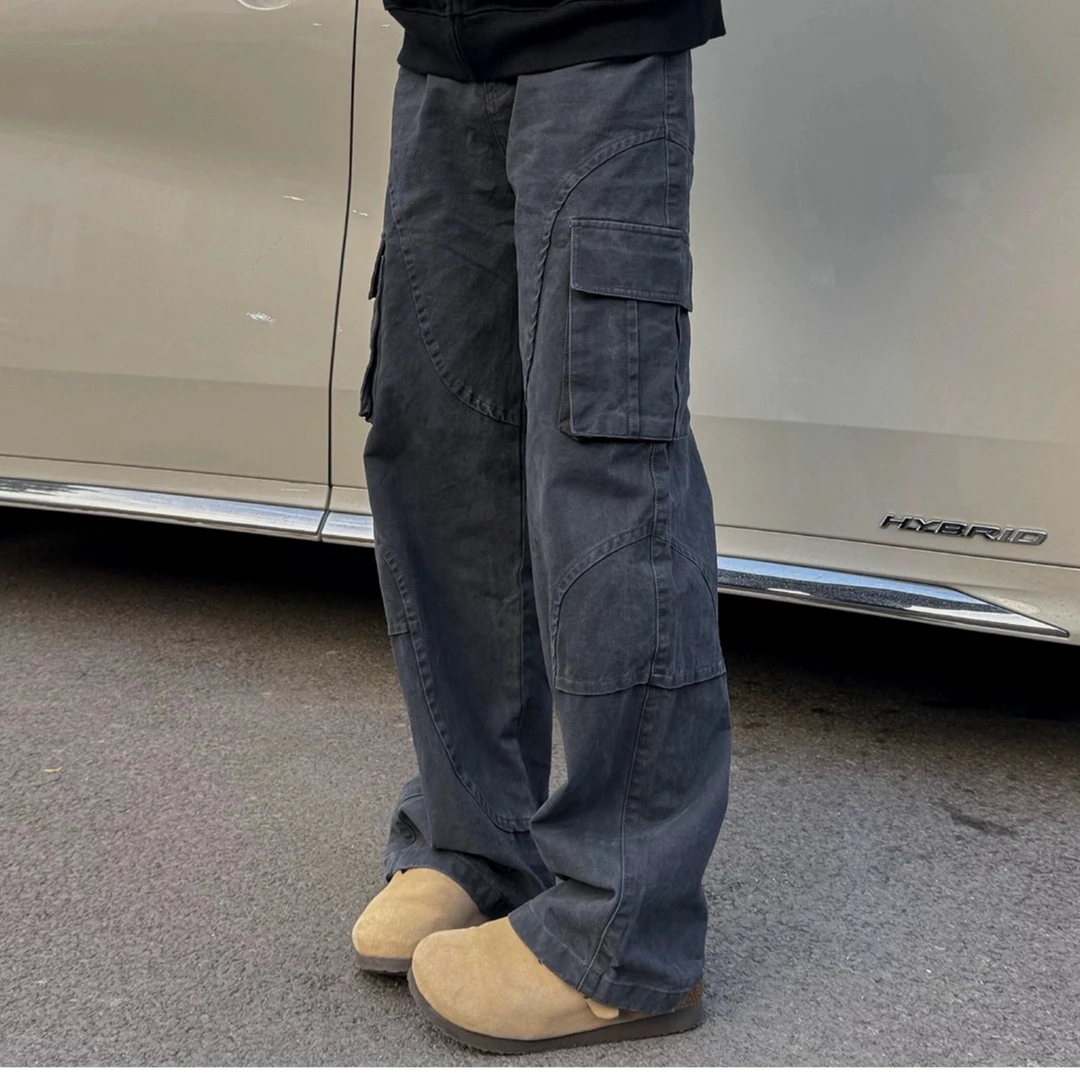 KUKU 直筒宽松工装裤男女春秋季美式潮牌新款阔腿休闲长裤子