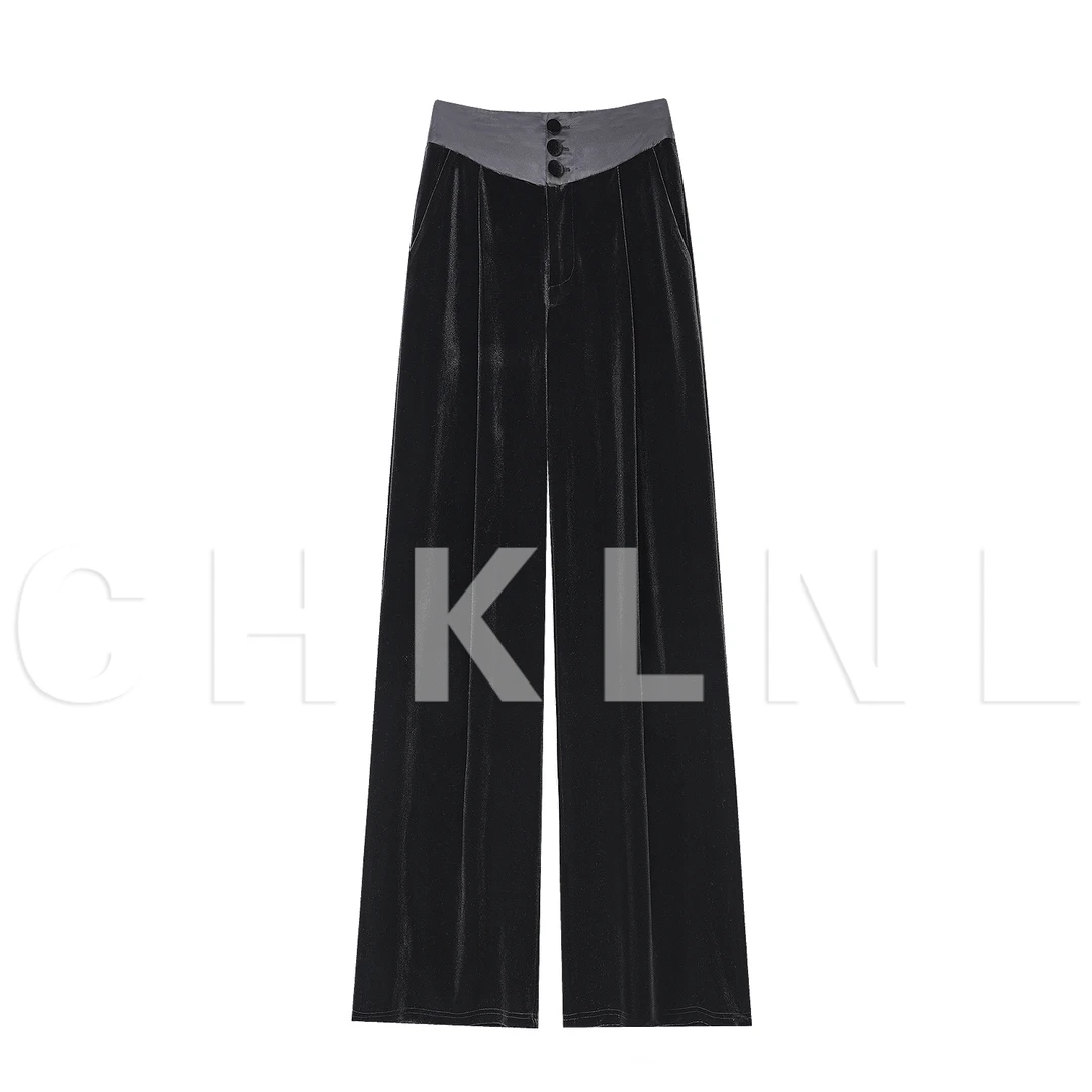 直筒气质女新款百搭高腰垂感显瘦半裙伞裙休闲长裤 C2775