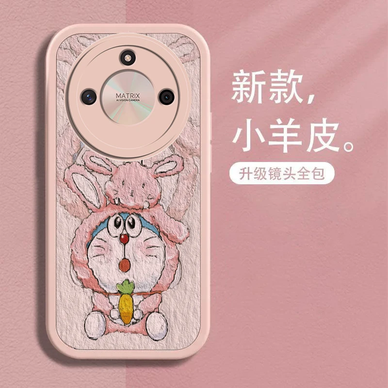 适用荣耀X50手机壳小羊皮粉色叮当新款唯美高级感个性女防摔镜头