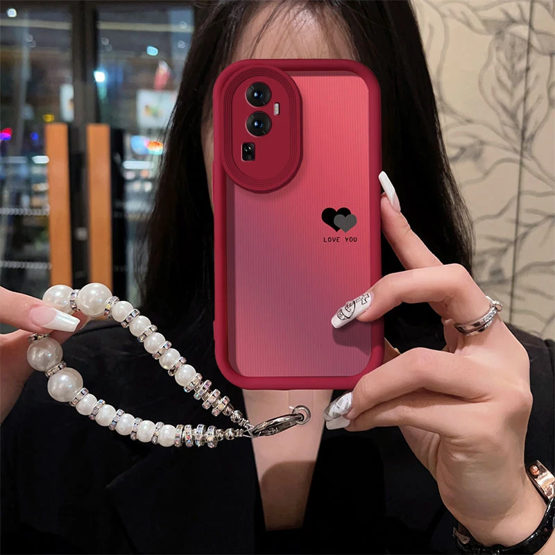 适用于【OPPO】Reno10Pro黑色爱心简约女款全包硅胶手机壳
