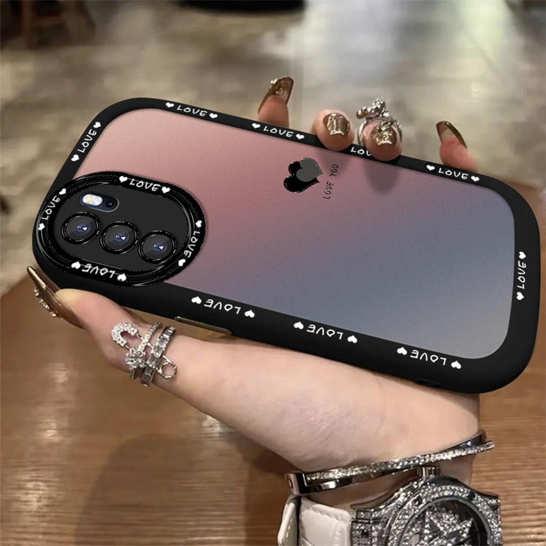 适用于【OPPO】Reno6Pro渐变黑色爱心简约创意网红泡芙壳