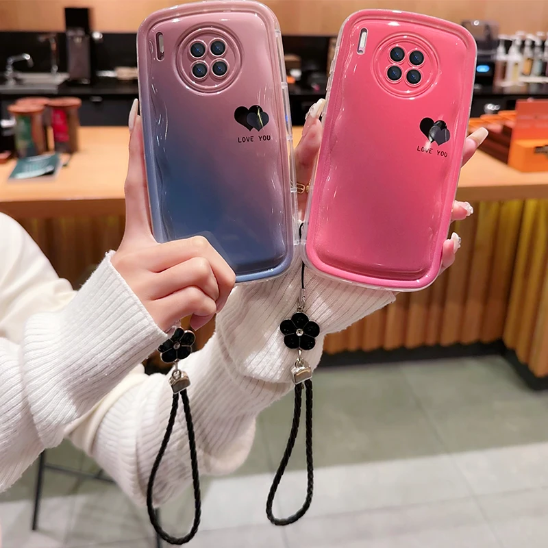 适用于【华为】Mate30黑色爱心时尚简约女款超薄全包手机壳