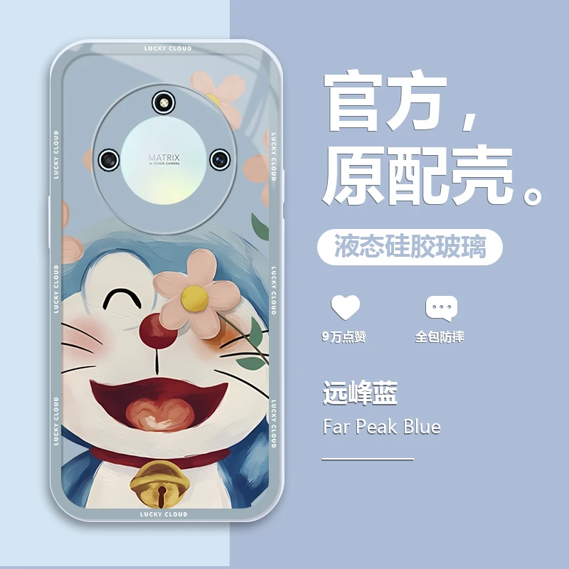 荣耀X40手机壳X40i液态玻璃GT防摔女保护套全包叮当猫时尚潮牌