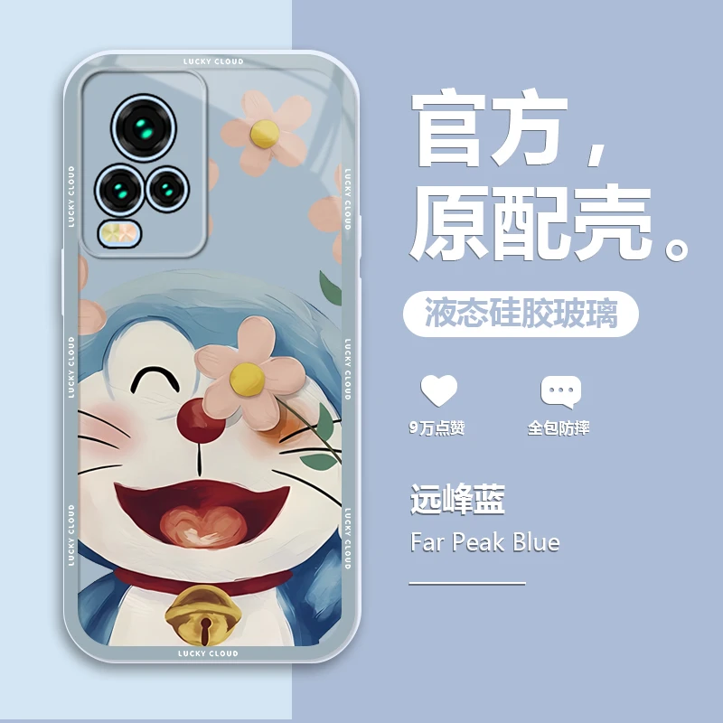 vivoS7手机壳S7e液态玻璃T防摔女保护套全包叮当猫卡通网红潮牌