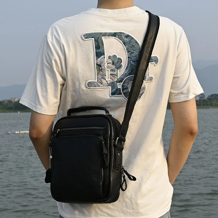 真皮男包简约多功能商务手提包复古竖款男士皮包百搭休闲背包包包