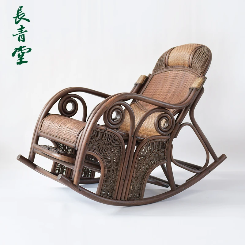 长青堂印尼手工藤编摇椅藤条躺椅午睡椅逍遥椅