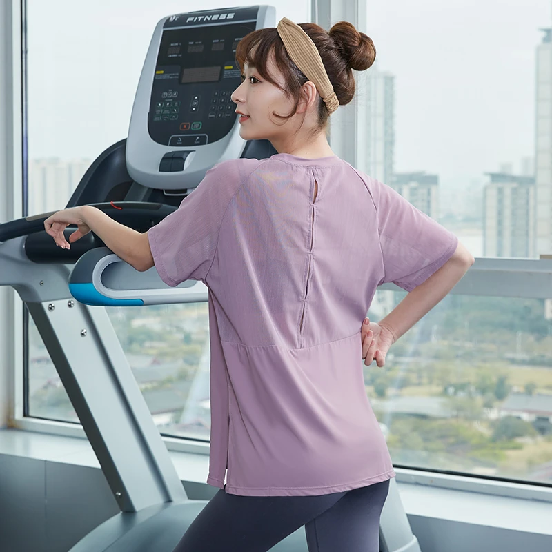 【炸】健身服女网红短袖宽松T恤瑜伽服显瘦健身跑步