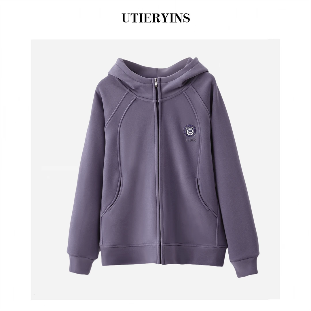 [加绒加厚防风澳绒]冬季女士加绒加厚连帽外套女款时尚休闲开衫