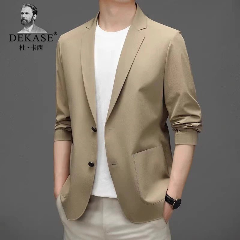 Dekase 夏季防晒西服男士上衣冰丝薄款休闲西装单件超薄修身外套