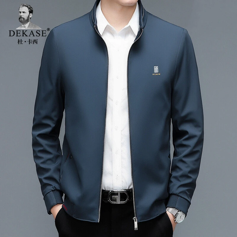 Dekase轻奢翻领时尚夹克外套男春秋新款中年男士立领商务休闲上衣