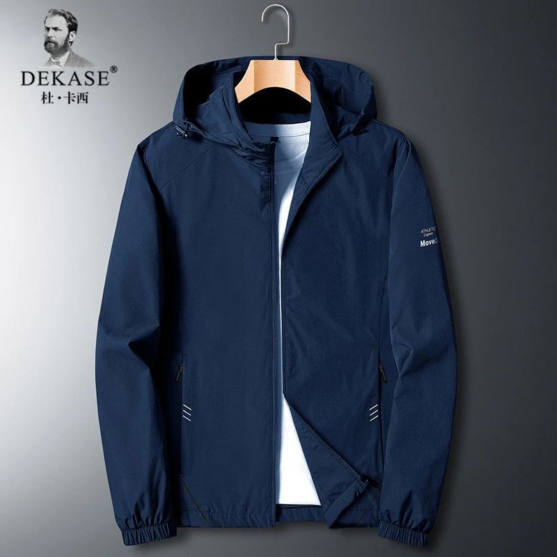 Dekase潮流夹克男加绒2025秋冬新款连帽可脱卸中年男士休闲外套