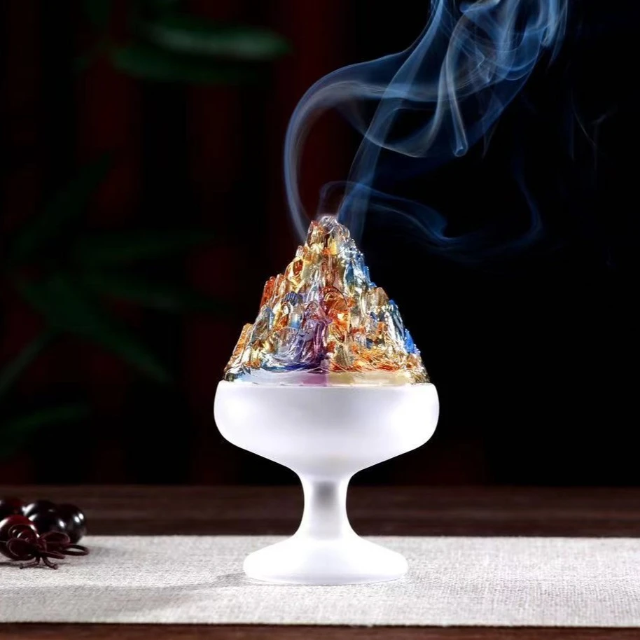 古法琉璃 博山炉茶几摆件办公薰香客厅禅意桌面摆件礼品送礼