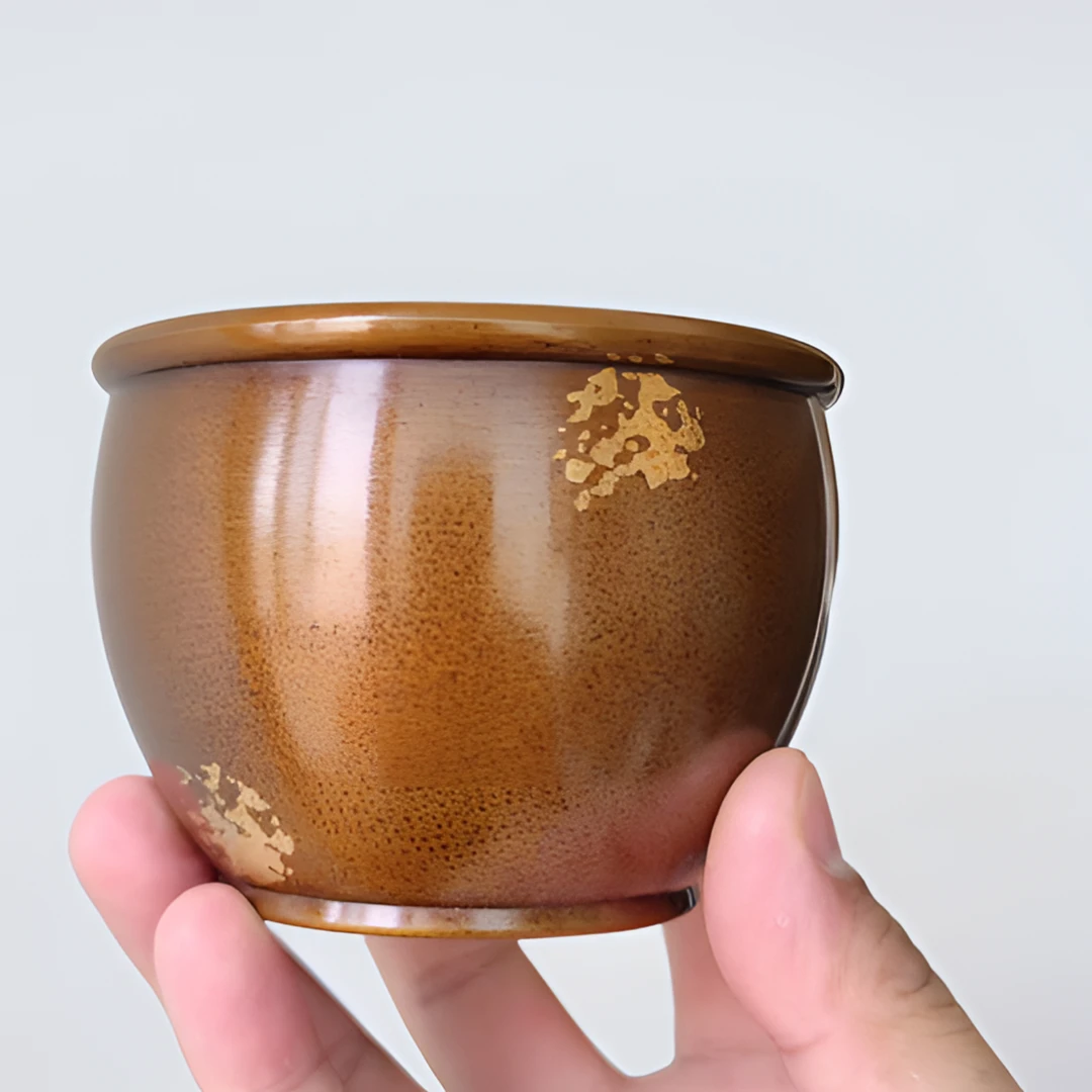 铜缸复古纯铜点金故宫缸水缸聚宝盆摆件家居客厅聚财小铜缸烟灰缸