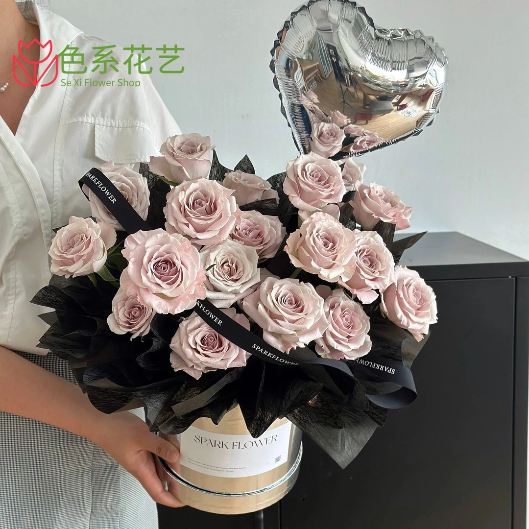 曼塔玫瑰花束抱抱桶鲜花速递同城实体配送女友生日礼物花店送花