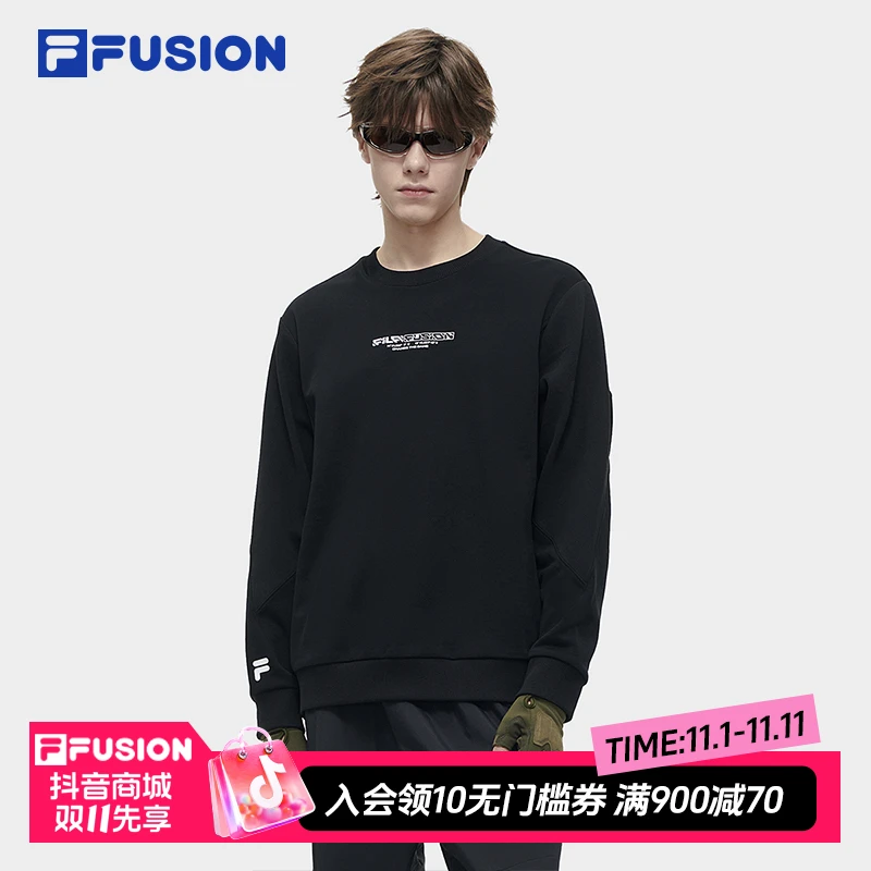 Fila/斐乐潮流男子针织套头衫春时尚百搭休闲圆领卫衣T11M411203F