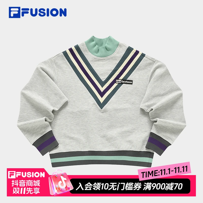 Fila/斐乐潮流F联名女子针织套头衫春时尚休闲立领卫衣T11W417201