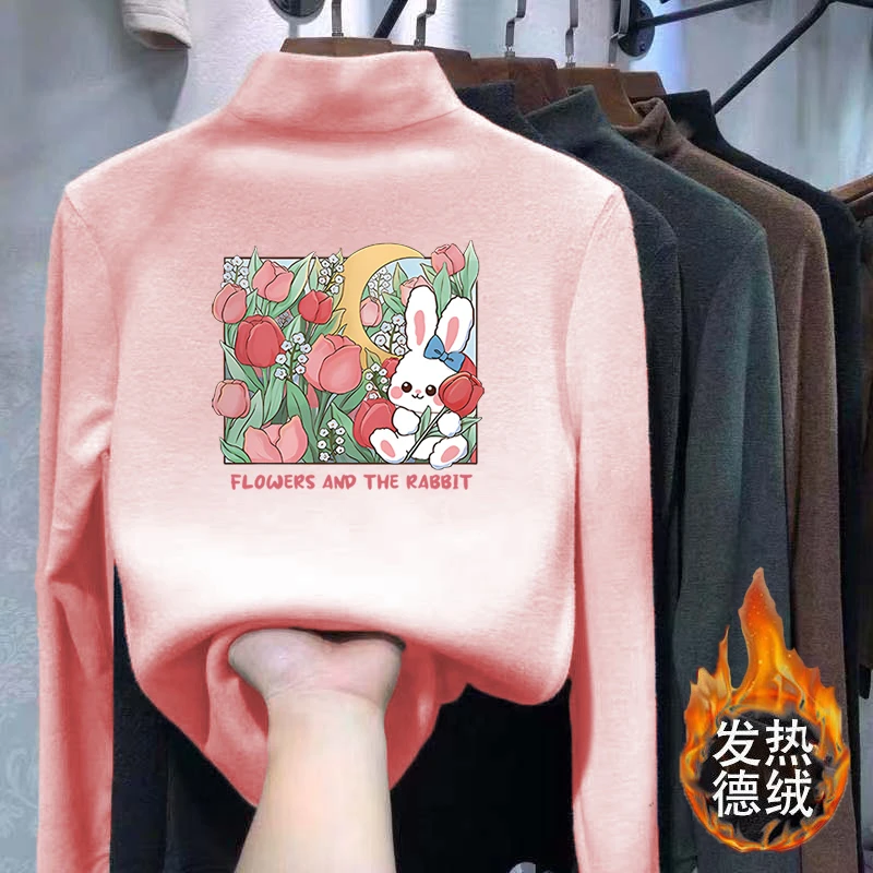 儿童半高领打底衫2023年新款秋冬男女童洋气卡通上衣宝宝长袖童装