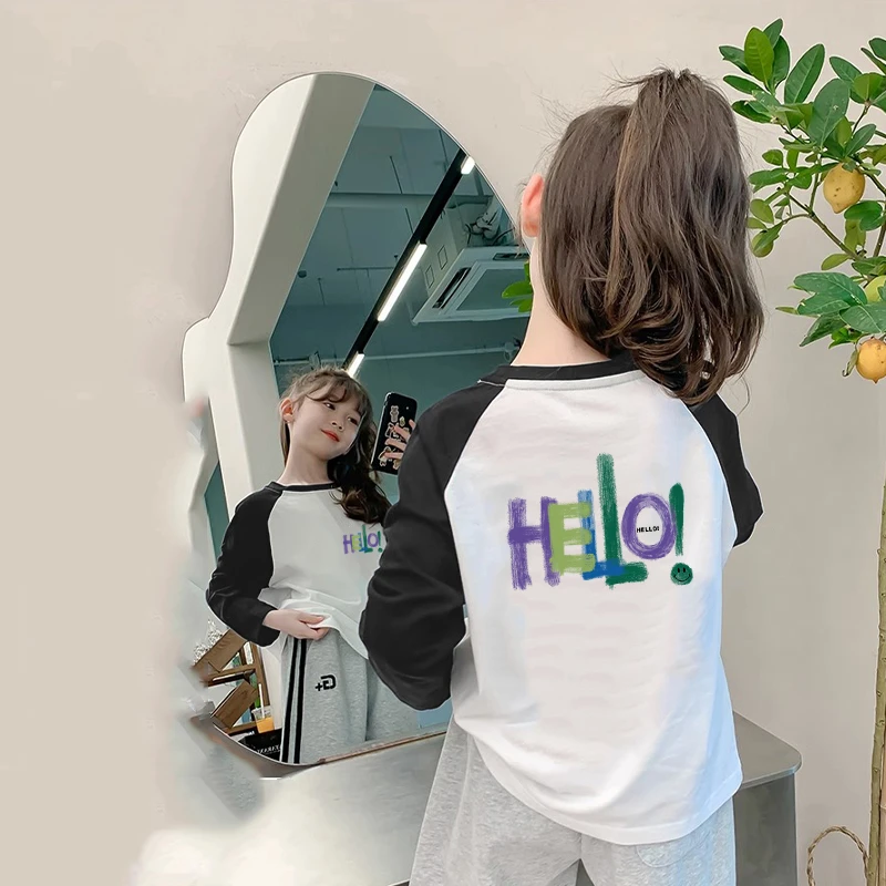 女童长款纯棉T恤2024春秋新款儿童洋气宽松上衣小女孩春装打底衫