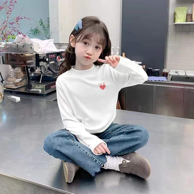 中大童装长袖保暖上衣开学秋冬款德绒内搭男女童套头儿童打底衫