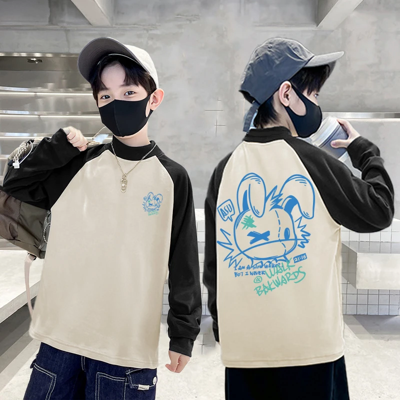 大童秋装长袖T恤2024春秋新款儿童休闲洋气打底衫男童高领上衣潮