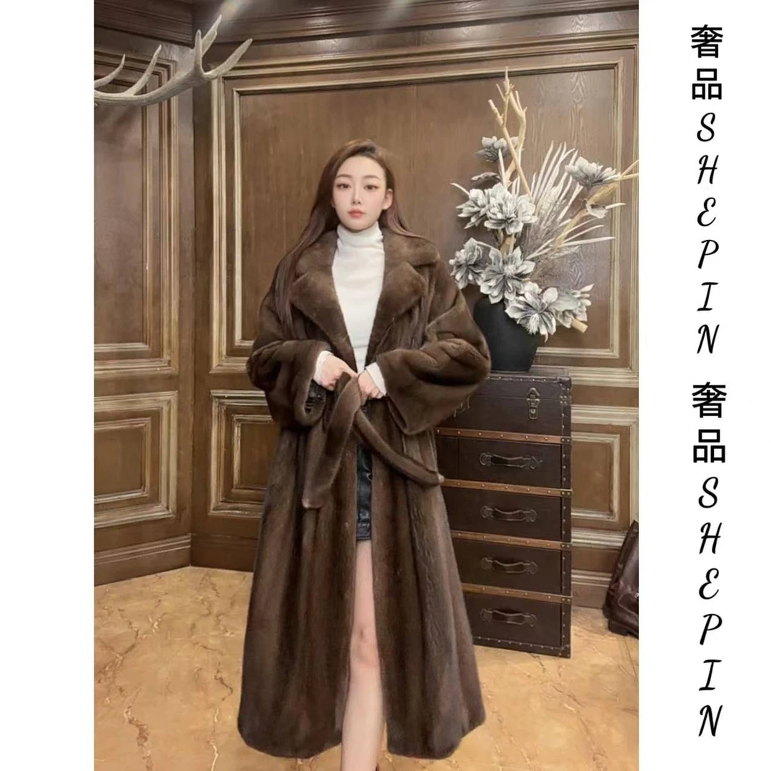 【奢品推荐】2210新款长款腰带设计师款皮草大衣
