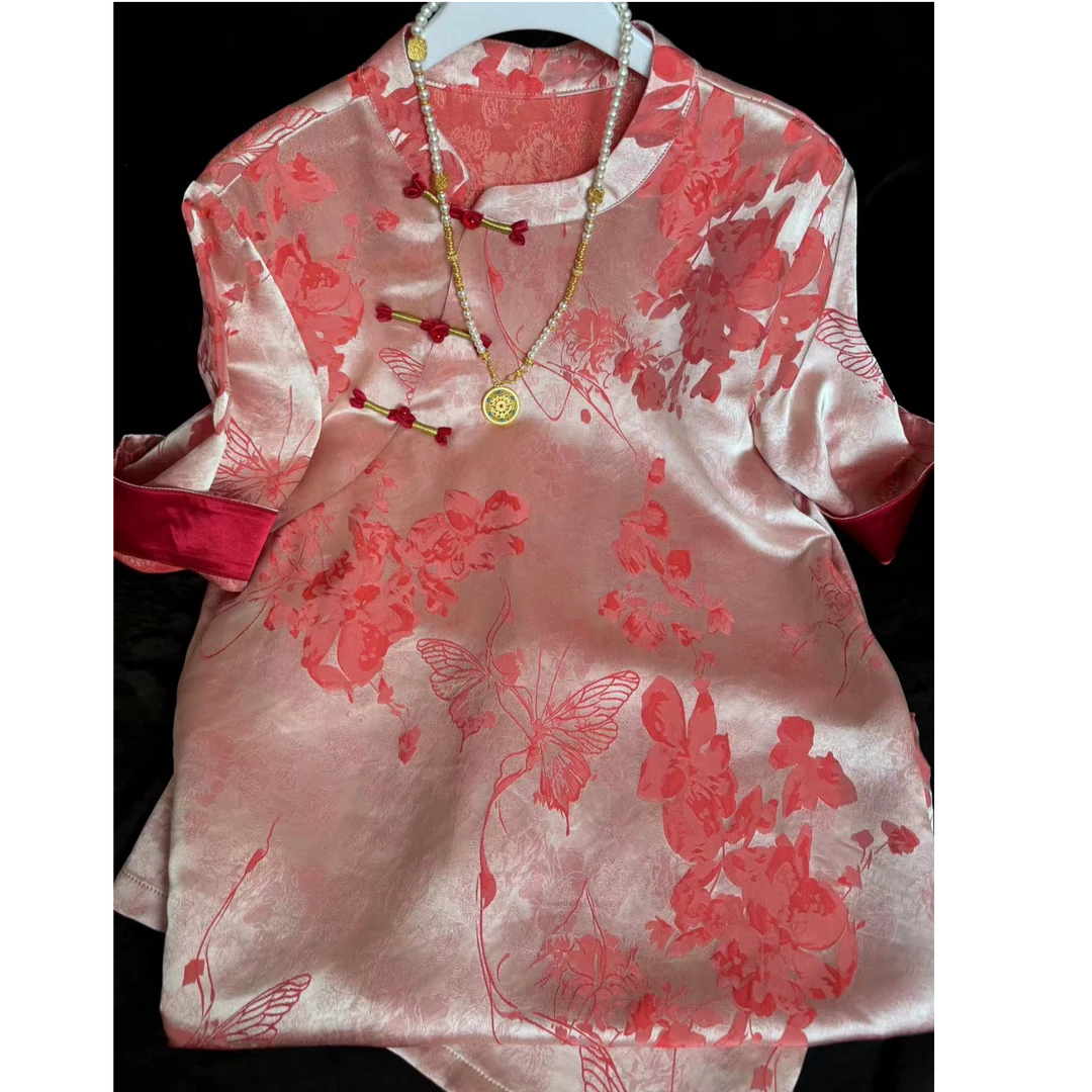 2248-常熟新中式秋季新款气质显瘦新中式复古红色中国风连衣裙