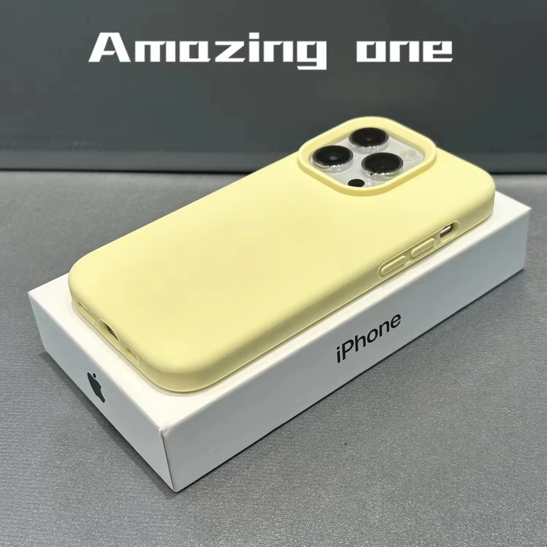 ins奶黄色适用于苹果14ProMax液态硅胶手机壳iPhone13全包12女11X