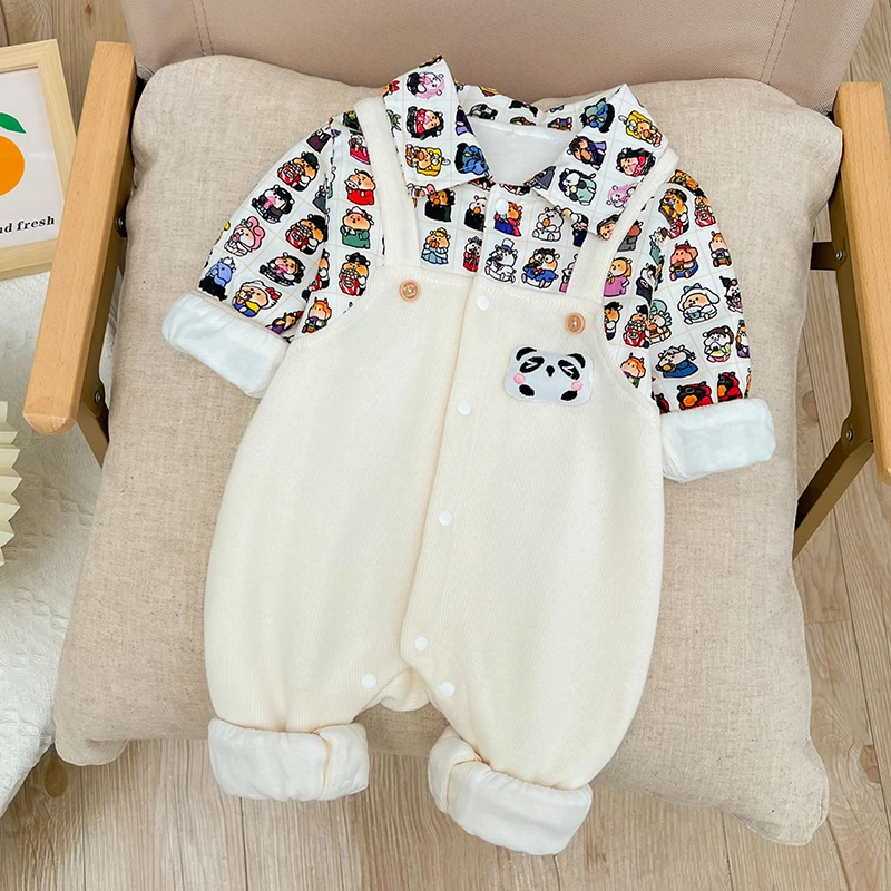 婴儿秋装衣服新生儿连体衣男宝宝春秋款衣服超萌洋气满月百天爬服