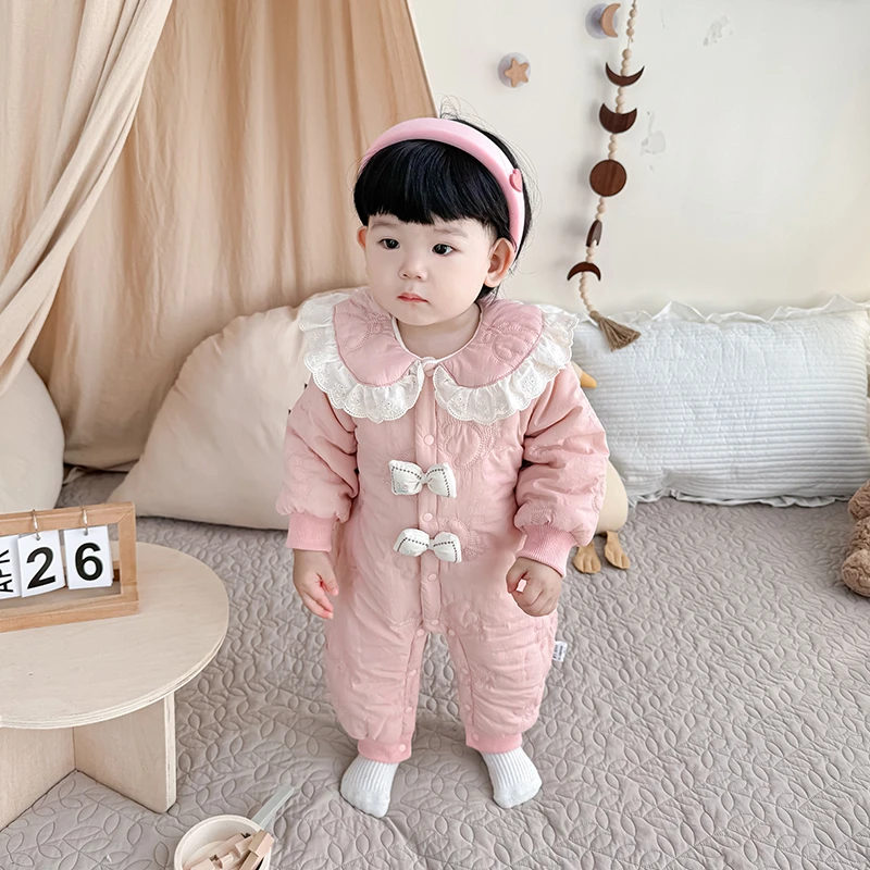 婴儿新款秋季薄棉连体衣新生儿宝宝秋冬款超萌衣服满月百天外出服