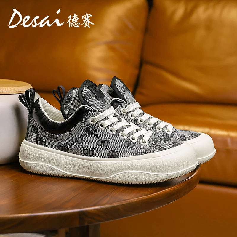 【德赛】秋季上新时尚休闲运动鞋男士低帮系带百搭潮流男款透气潮鞋