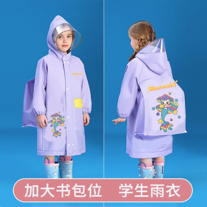 儿童雨衣女童女孩中大童幼儿园新款中小学生透明加厚可带背书包位