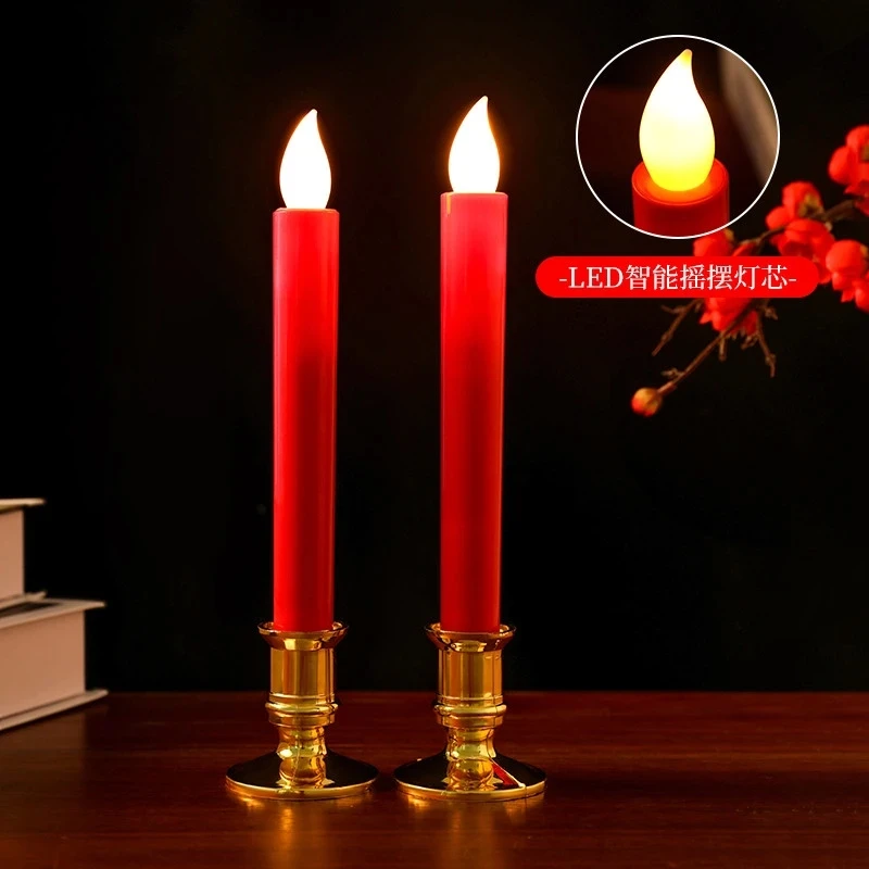 电子仿真蜡烛灯节日婚庆春节家用新款仿真火焰灯乔迁结婚新年装饰
