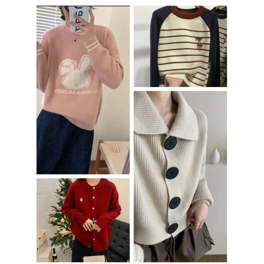 新款女套头毛衣百搭宽松慵懒女款开衫内搭外穿秋冬针织衫时尚