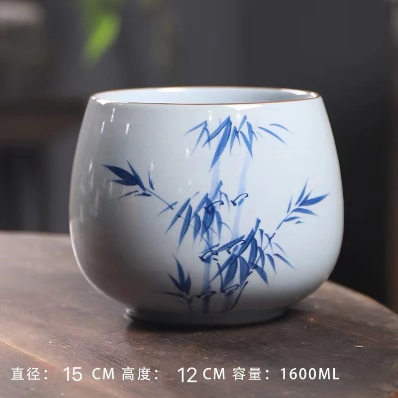 大容量茶渣缸水盂大号茶缸茶道零配家用废水缸果皮水洗陶瓷日式