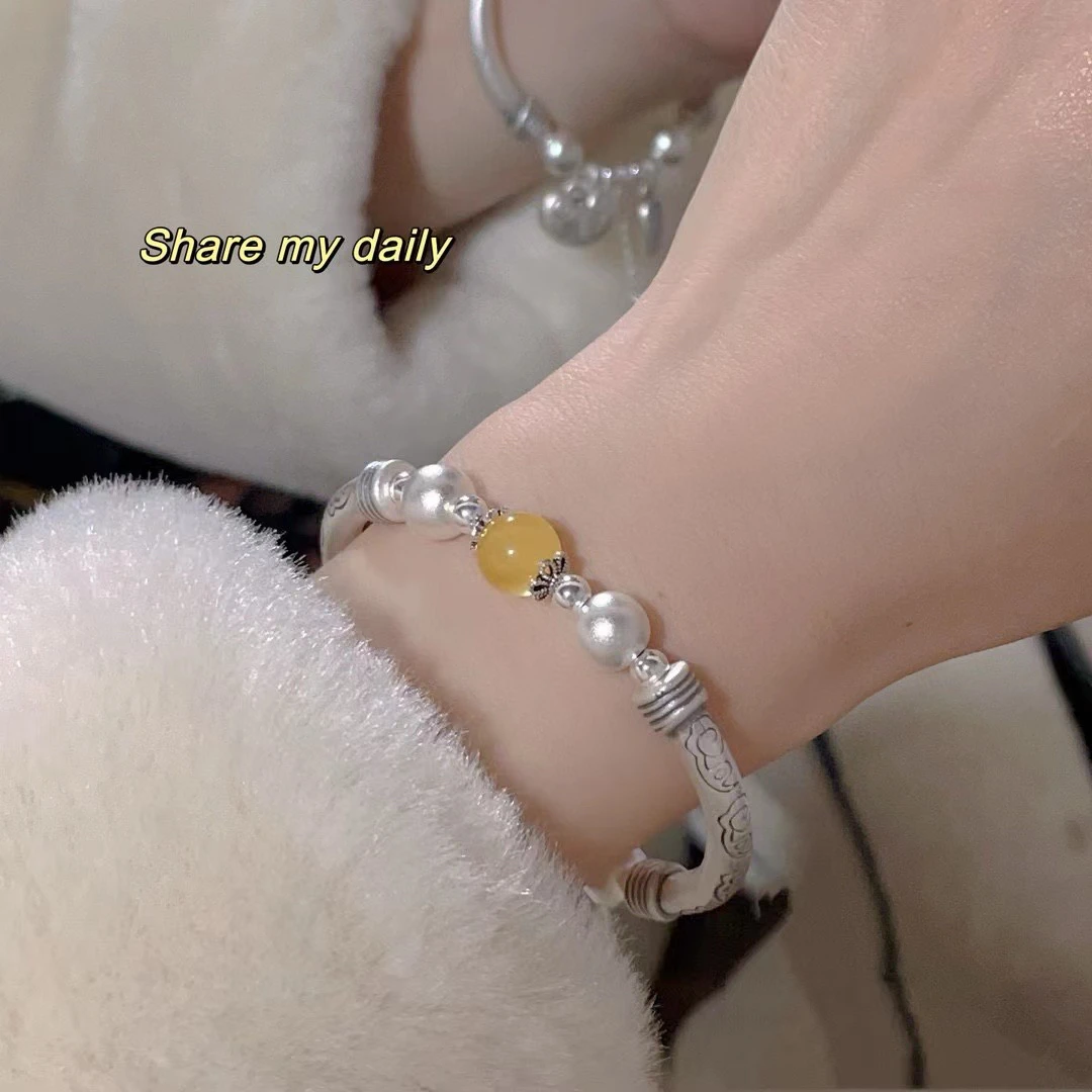 足银手链 夏木「云蘅」999古风平安喜乐古法手工手链民族风七夕生日