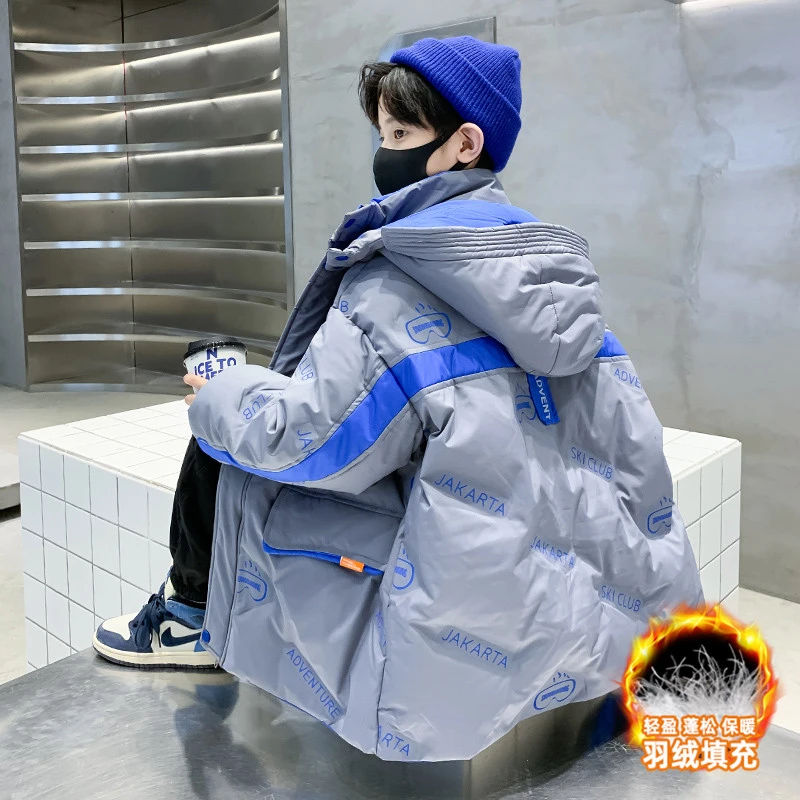 男童羽绒服冬装2023新款洋气儿童中长款冬季加厚大童帅气外套炸街