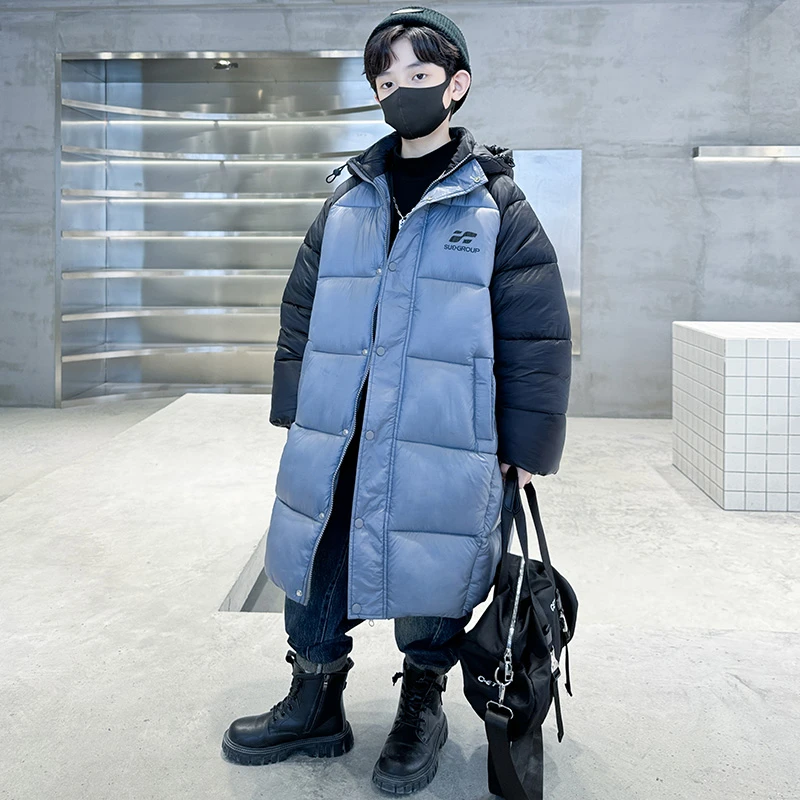 儿童装男童棉服中长款2023新款男孩中大童棉衣保暖冬装外套袄子潮