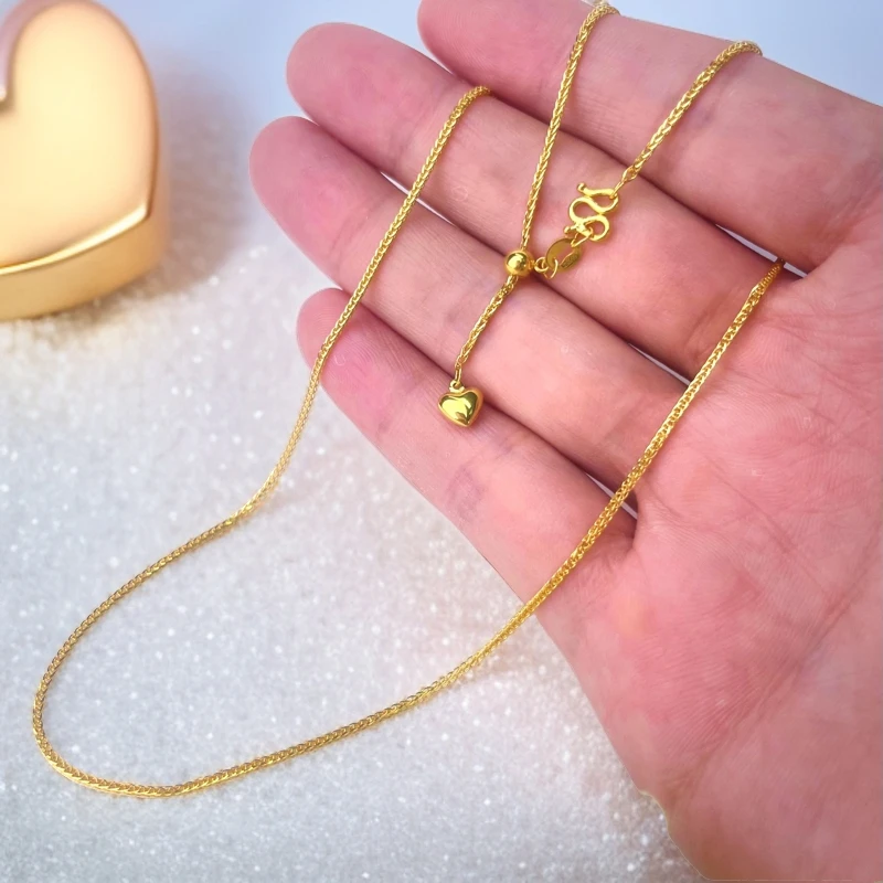 许夫人珠宝5G足金999女士爱心肖邦调节链 50cm    克重不足补差价