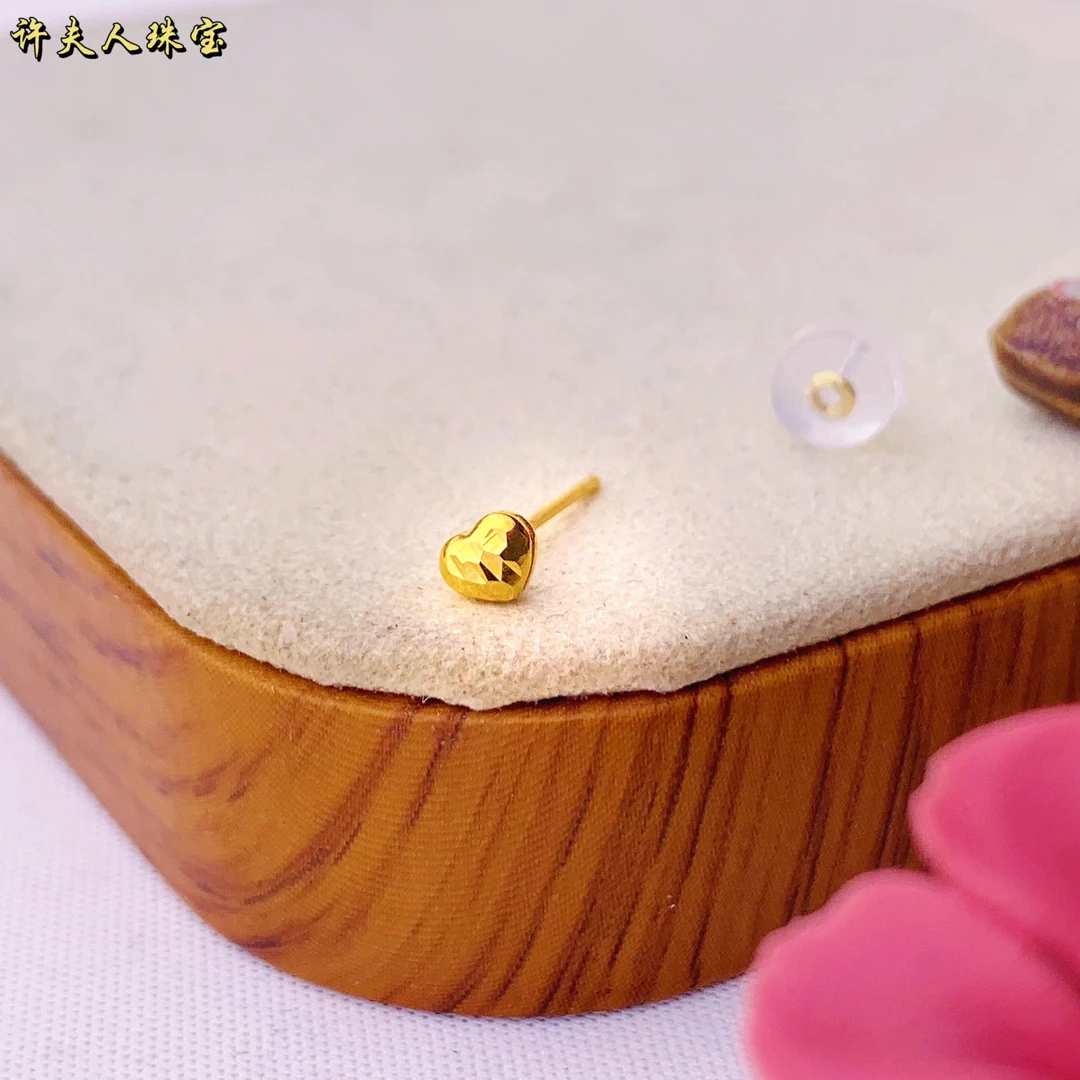 许夫人珠宝AU750时尚气质爱心车花耳钉(单只) 小巧养耳洞