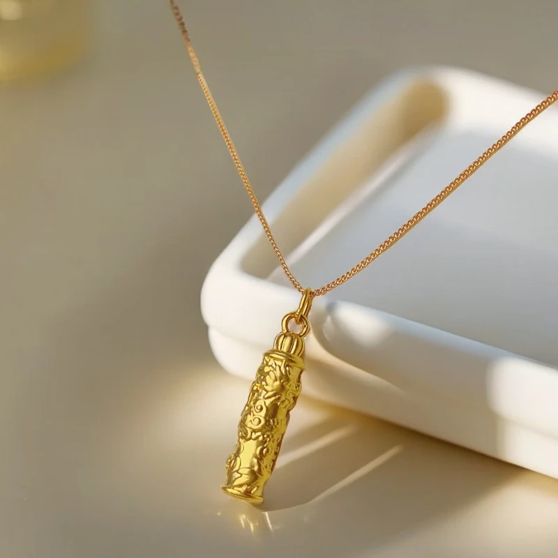 许夫人珠宝足金999时尚气质古法龙柱吊坠《赠银链》克重不足补差价