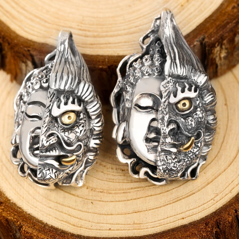 吊坠925银 霸气佛魔一念之间吊坠男士纯银女潮人项链时尚个性复古