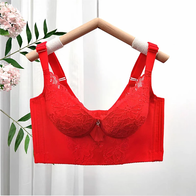 调整型内衣小胸下厚上薄聚拢大胸显小六排扣收副乳外扩下垂本命年