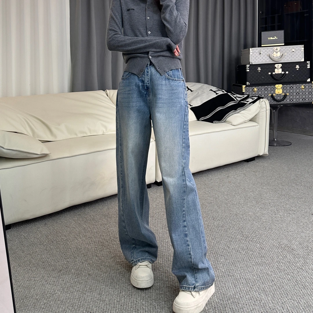 2024秋季新款百搭显瘦休闲宽松高腰牛仔裤