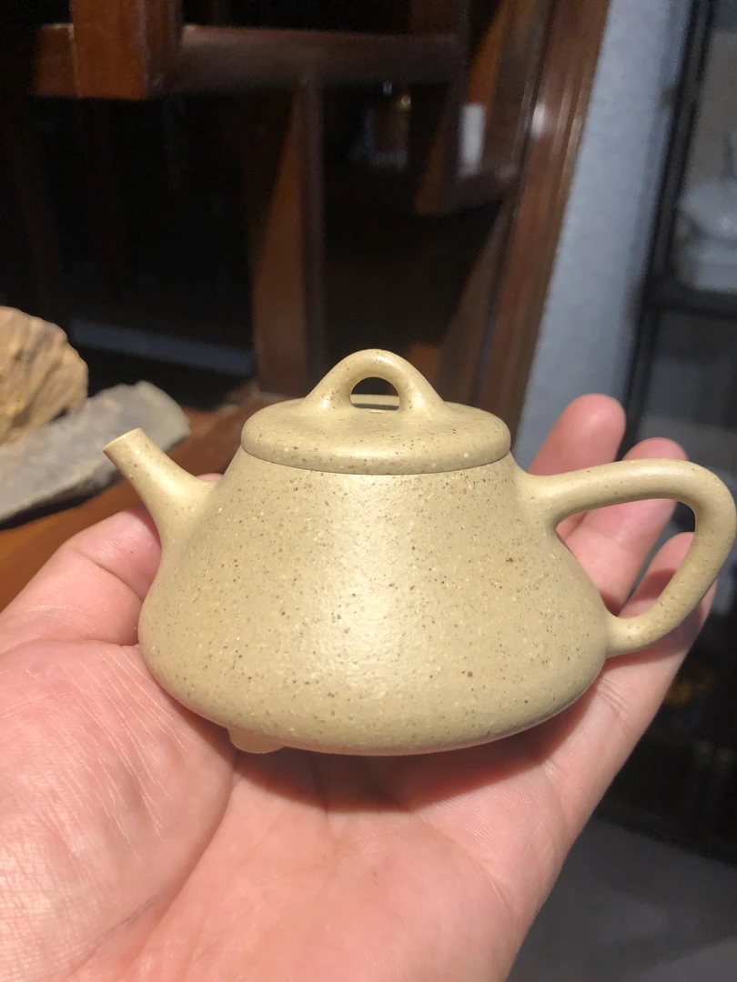 黄龙山原矿本绿泥全手工小容量东坡石瓢壶手工紫砂壶140cc纯手工